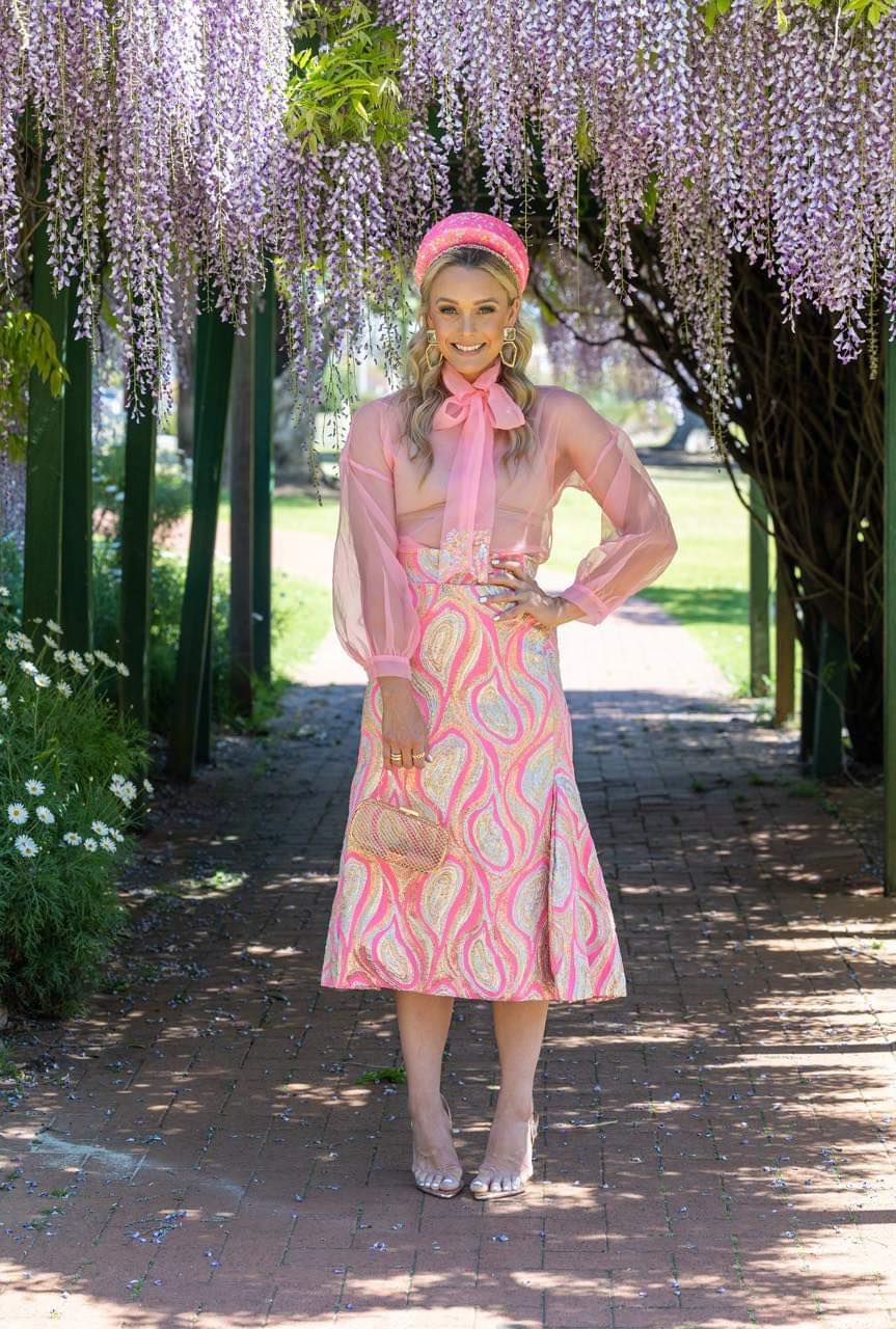 Clothing alteration of a beautiful dress for the Races